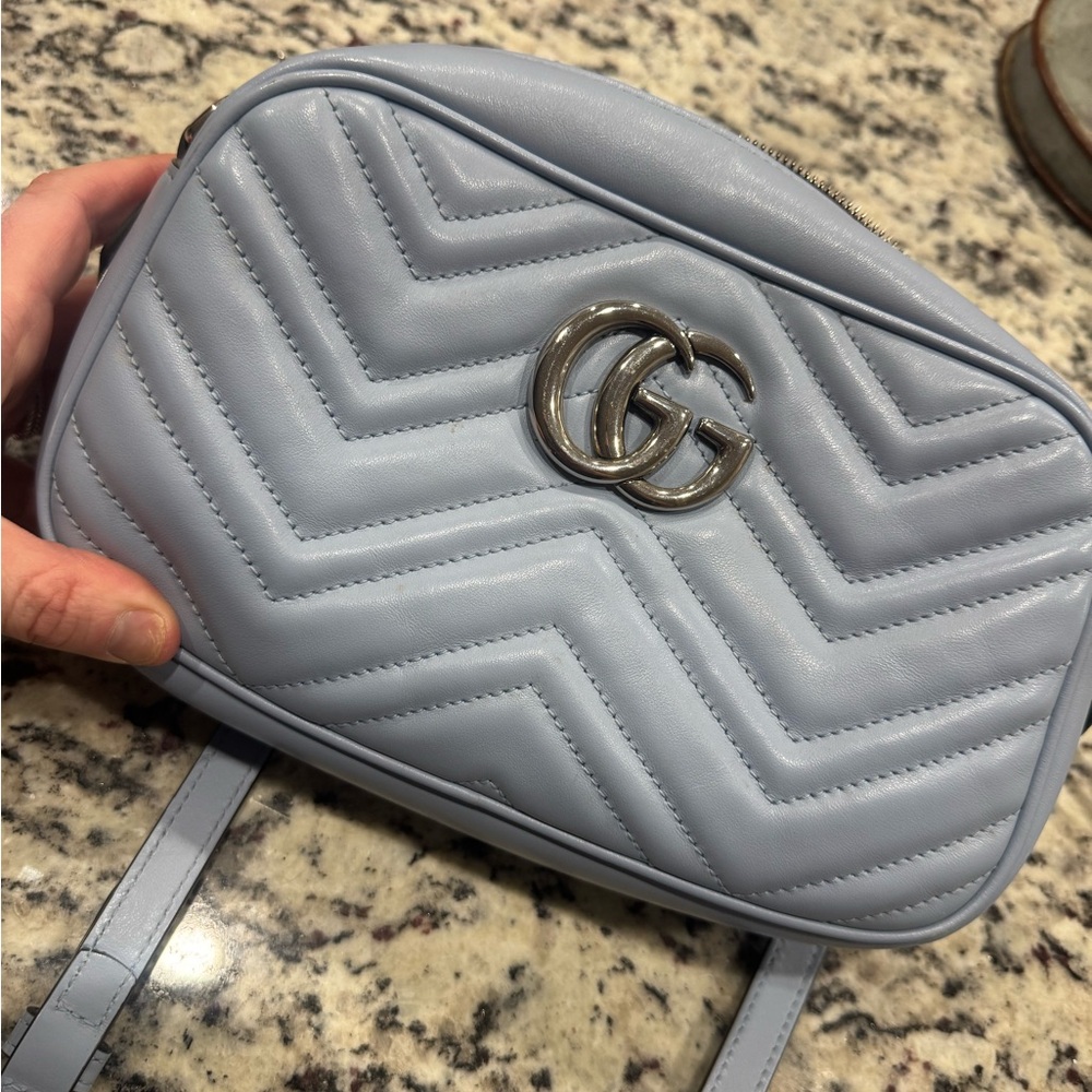 Gucci Sky Blue Chevron Crossbody Bag - Picture 2 of 11